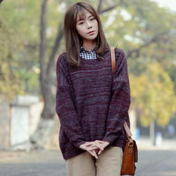 微笑向暖 冬款復古圓領女士毛衣混色女寬松 堆糖,美好生活研究所